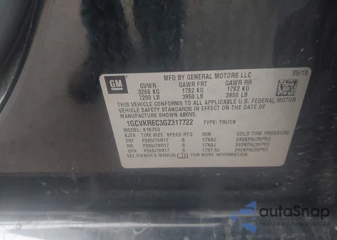 2016 Chevrolet Silverado 1500 1Lt from USA, damaged, VIN 1GCVKREC3GZ317722